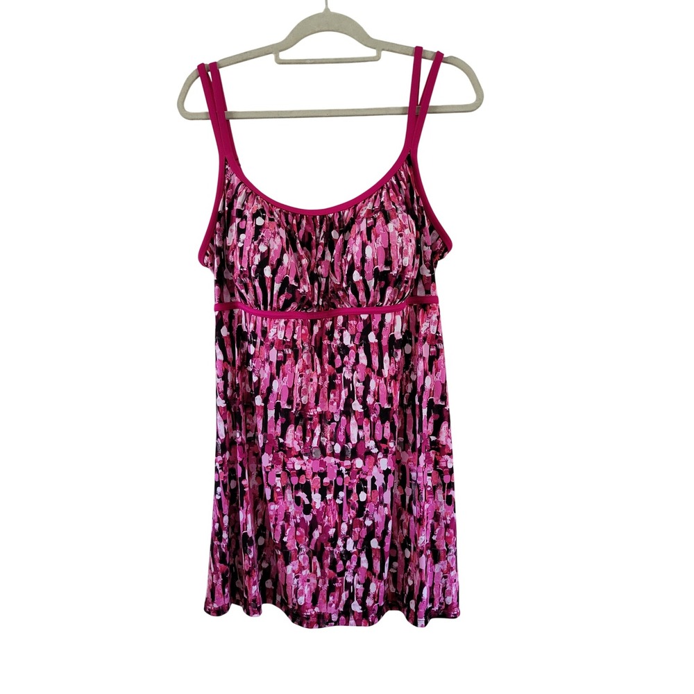 Catalina Pink Abstract Print Swimdress Swimsuit 3X Womens Nwot Swim‎ Dress